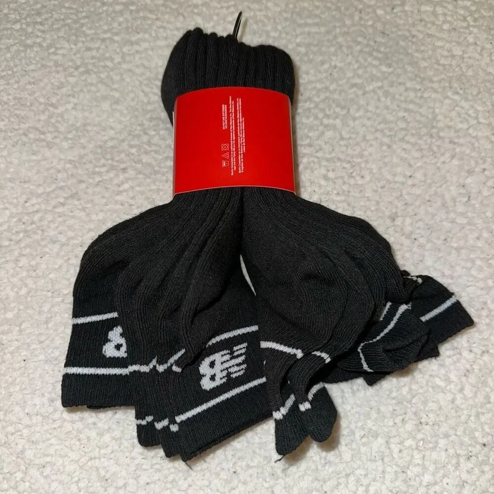New Balance Women’s Cushioned Ankle Socks Pack of 6 Solid Black Medium NWT